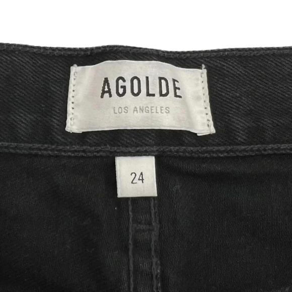 AGOLDE Cherie High Rise Straight Jeans in Distortion Black Distressed Size 24 - Picture 9 of 13
